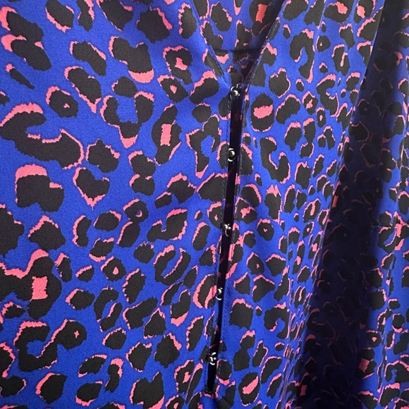 Harper Georgette, 3/4 Sleeve Blouse, Blue and Pink Leopard Print - Picture 8 of 13